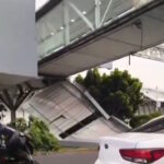 Techumbre se desprende en puente del AICM; deja una automovilista lesionada